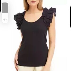 Ulla Johnson Koa Black Ruffle Sleeve Top